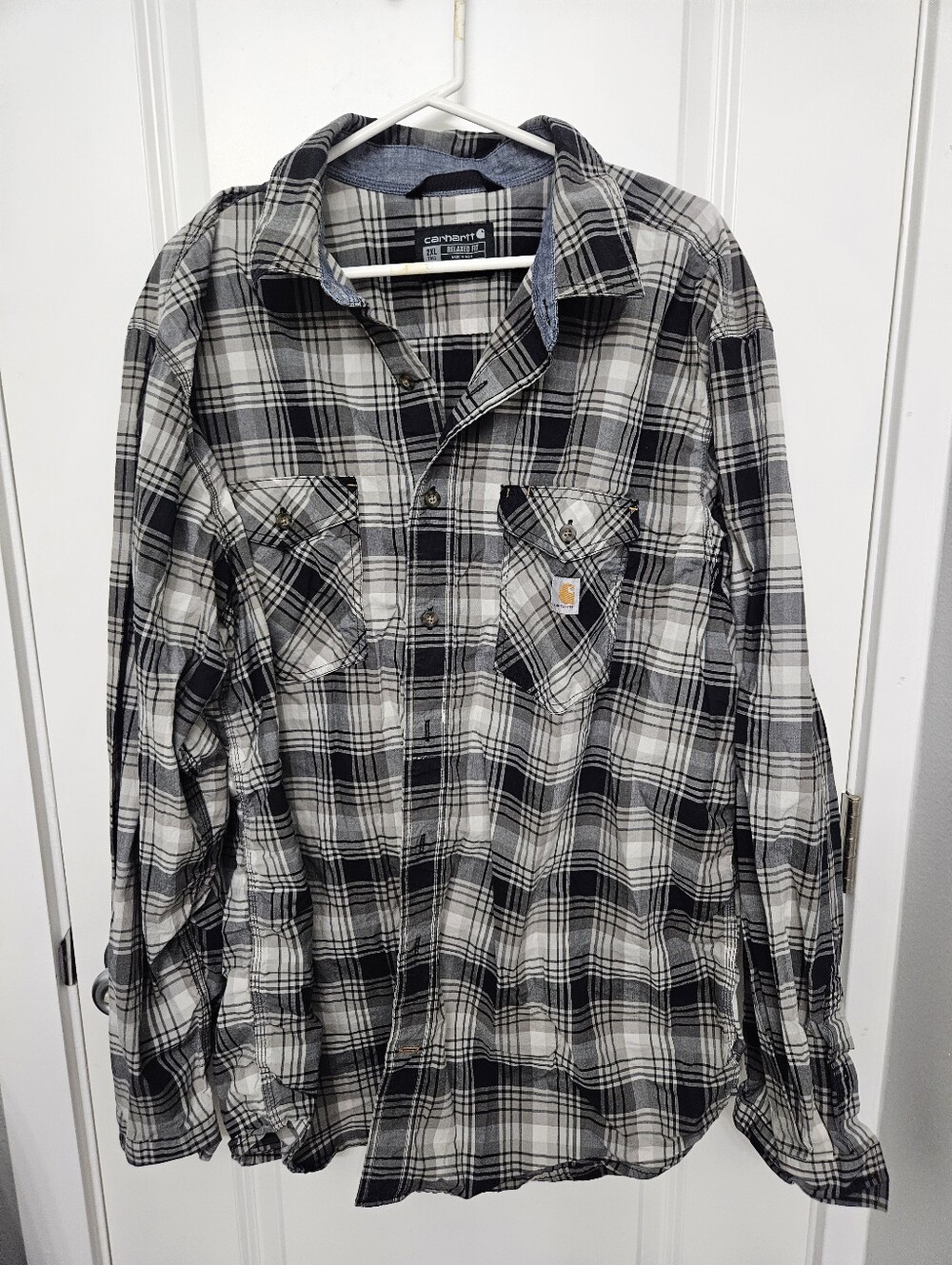 Carhartt Relaced Fit Plaid Button-Up Work Shirt 2XL